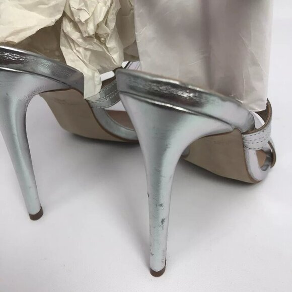 Steve Madden Womens Sidney Dress Sandals Silver Leather 8.5M - Picture 5 of 8